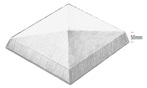 Wet-cast pyramid pillar caps 533mm (21in) square 100mm @ apex
