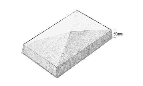 Wet-cast pyramid pillar caps 533mm x 305mm (21in x 12in) 90mm @ apex