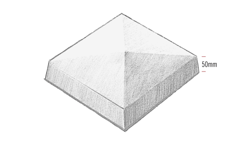 Wet-cast pyramid pillar caps 432mm (17in) square 100mm @ apex