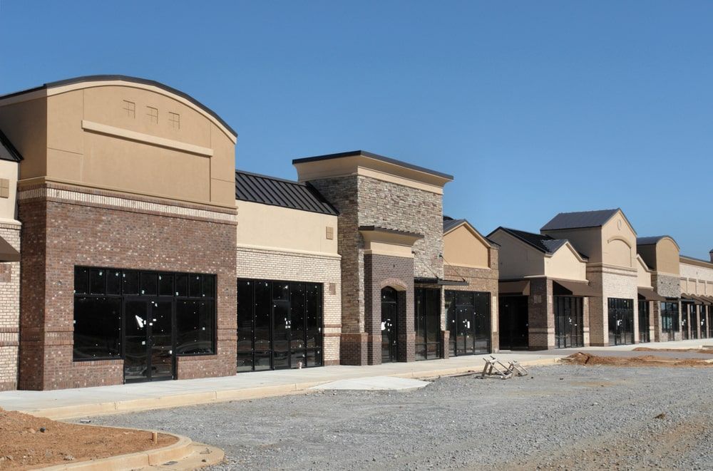 A suburban shopping center under construction