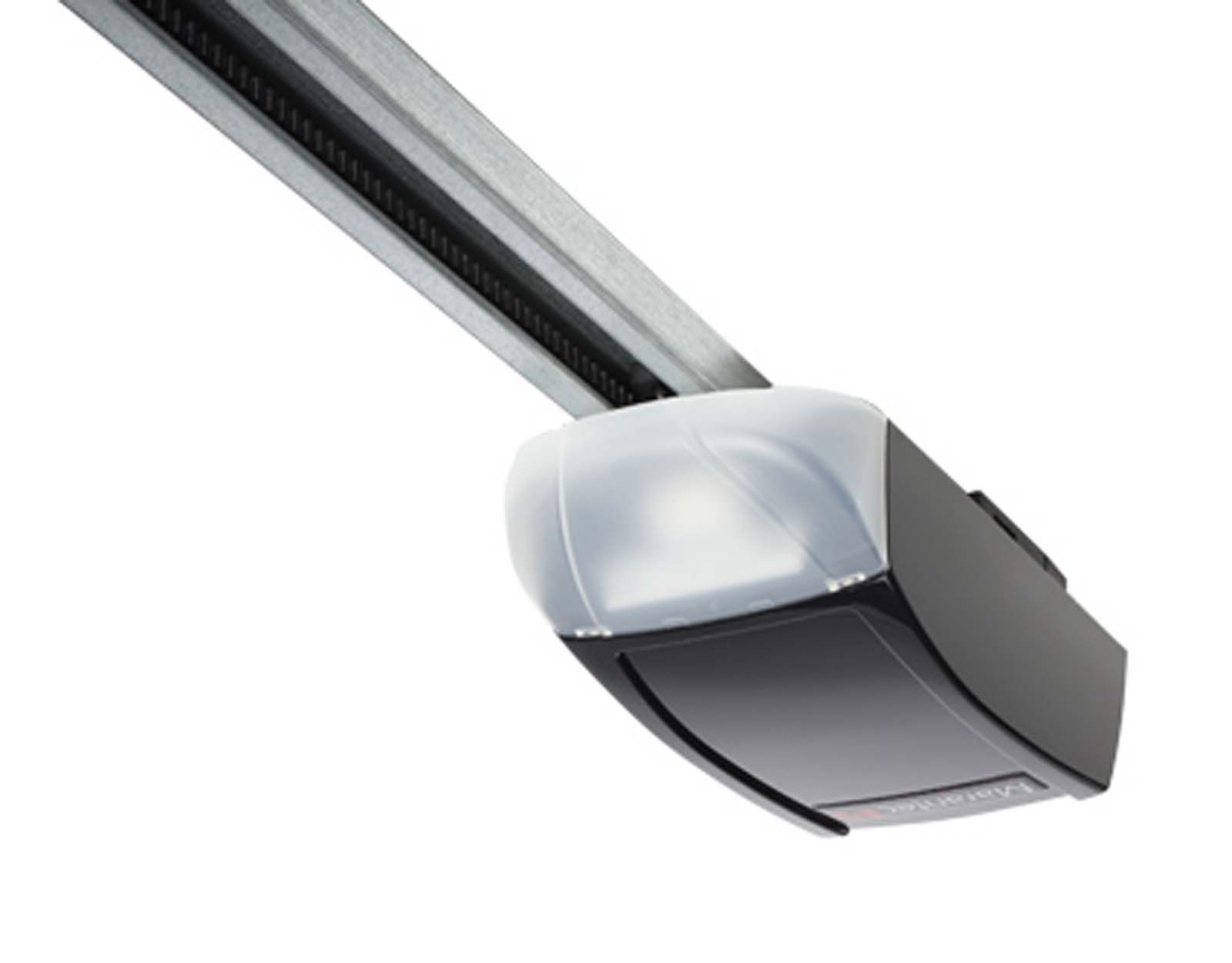 A close up of a garage door opener on a white background