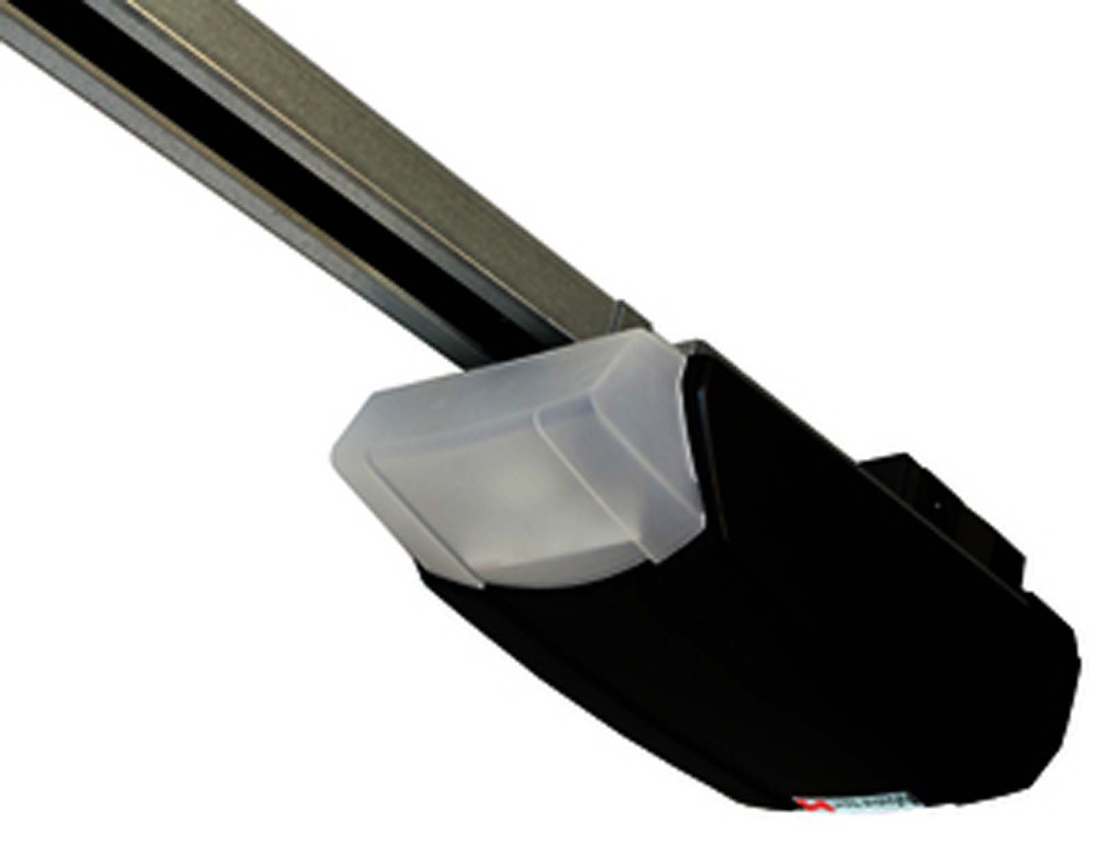 A close up of a garage door opener on a white background