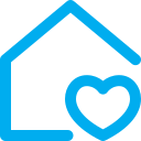 Blue Home with Heart Icon