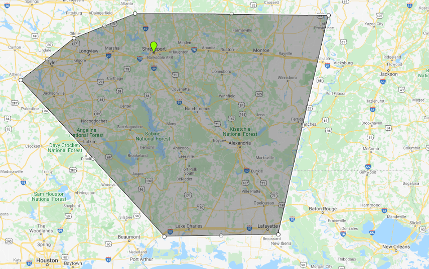 Service Areas Map — Shreveport, LA — The Lipper-Stutsman Co. Inc.