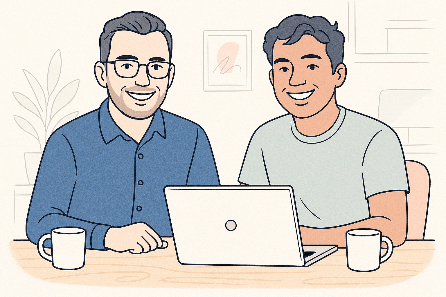 Illustration of Padstage founders for real estate staging story