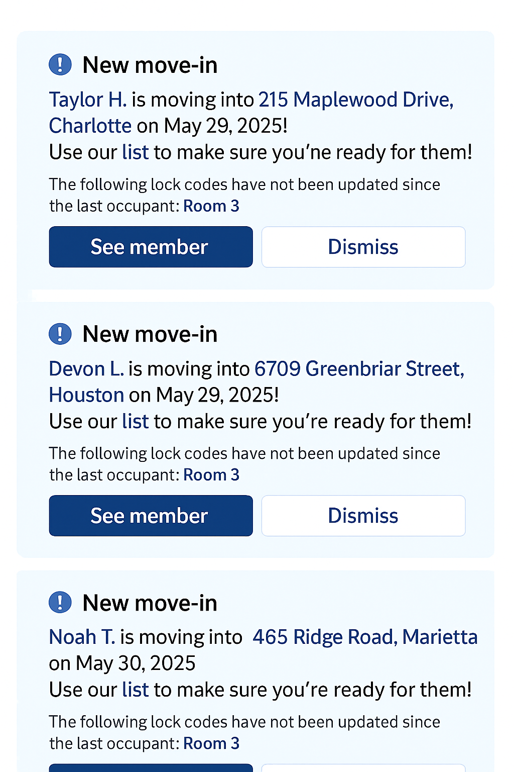 PadSplit move-in confirmation alert for new room booking in Houston