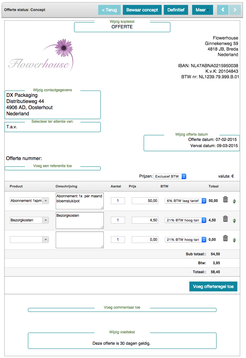 offerte opstellen in osirius