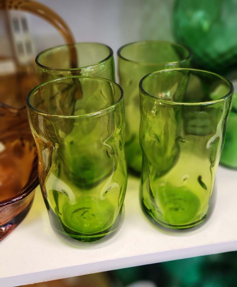 Blenko green glasses