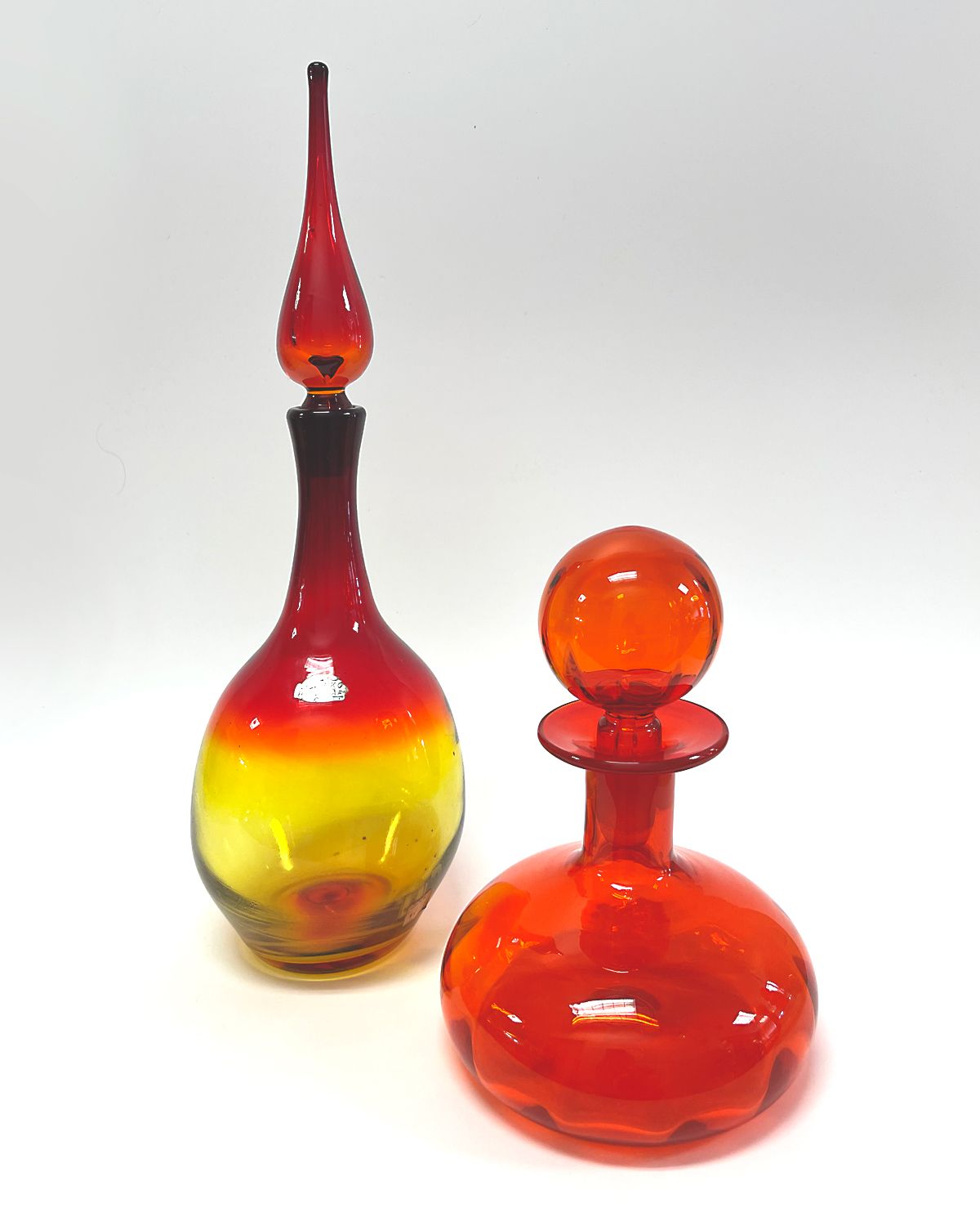Blenko red decanters