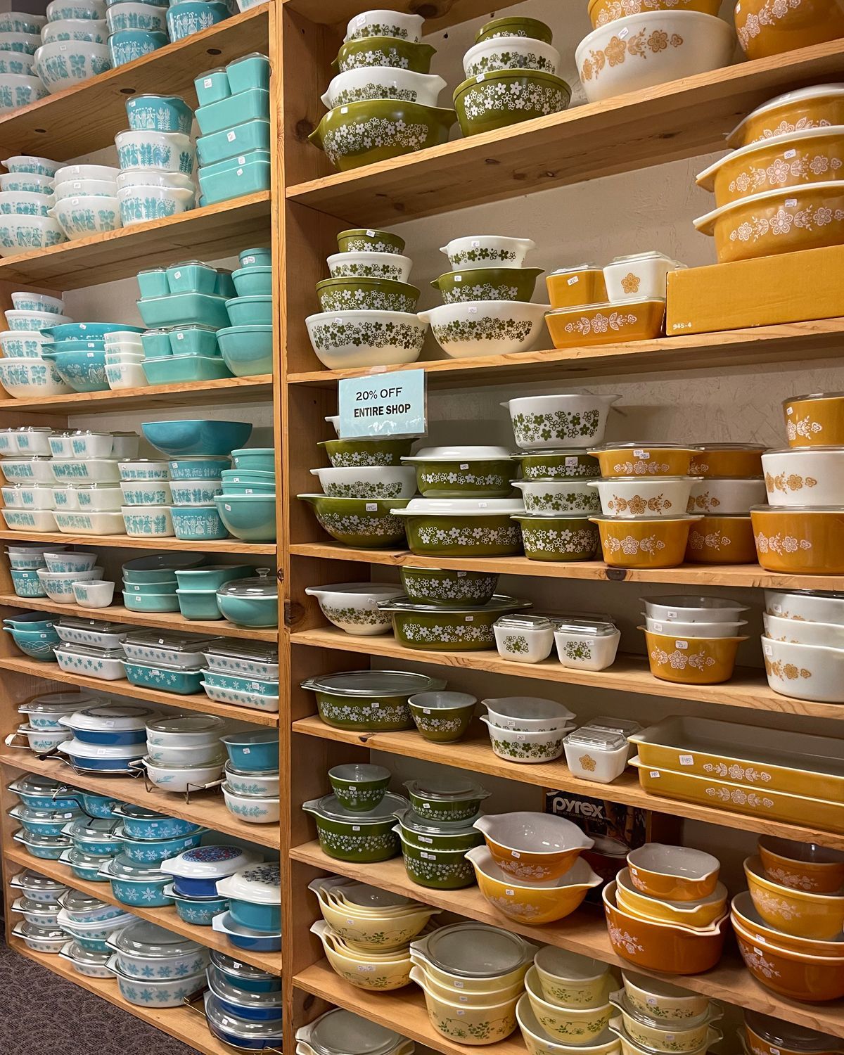 We carry a wide variety of vintage pyrex dishes bowls