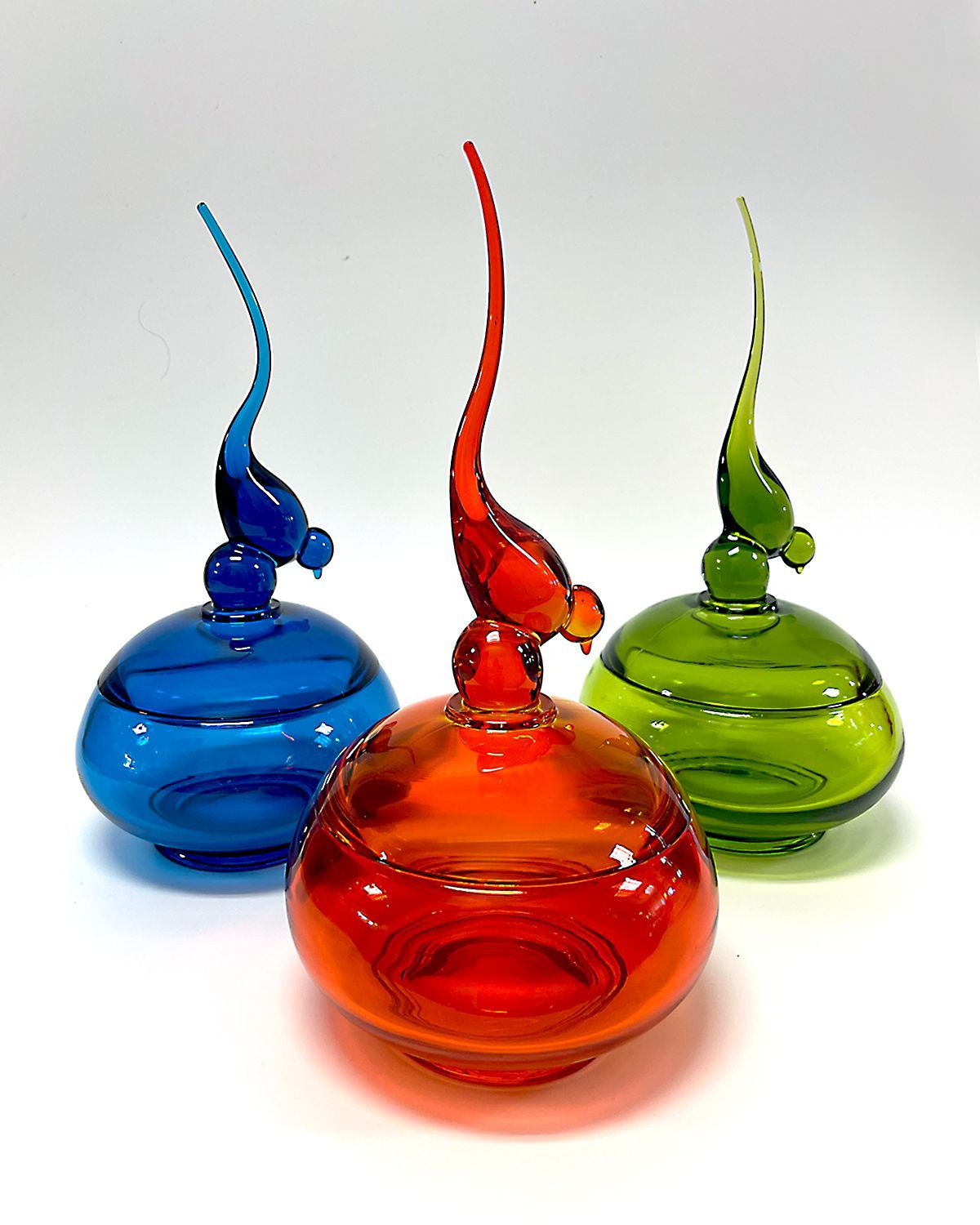 Viking long-tail birds candy dishes