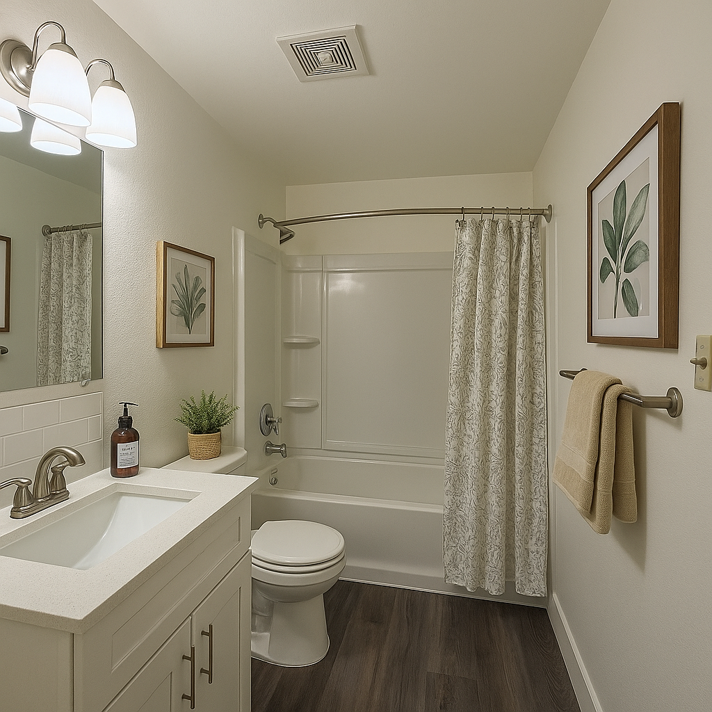 A bathroom with a toilet a sink and a bathtub