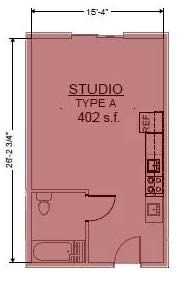 Studio Floor plan - 402 Square feet