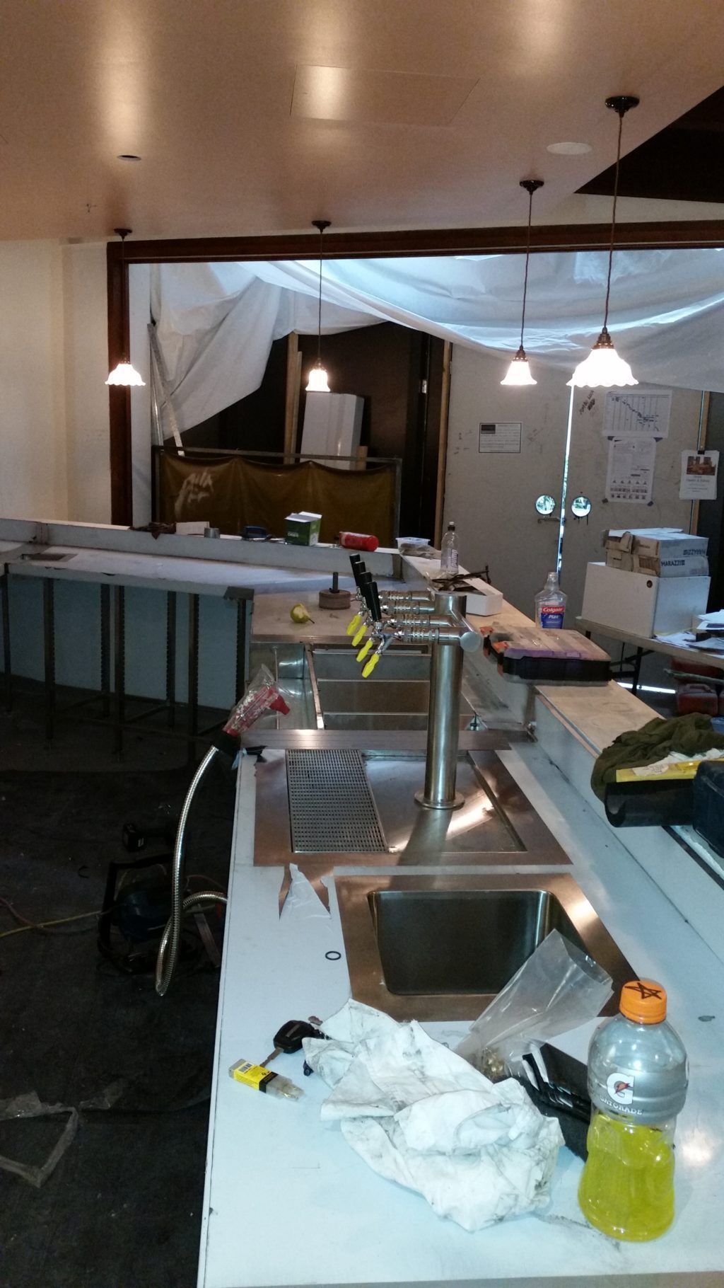 Bar Under Construction With Stainless Steel Fixtures— Sheetmetal Improvements & Design in Burleigh Heads, QLD