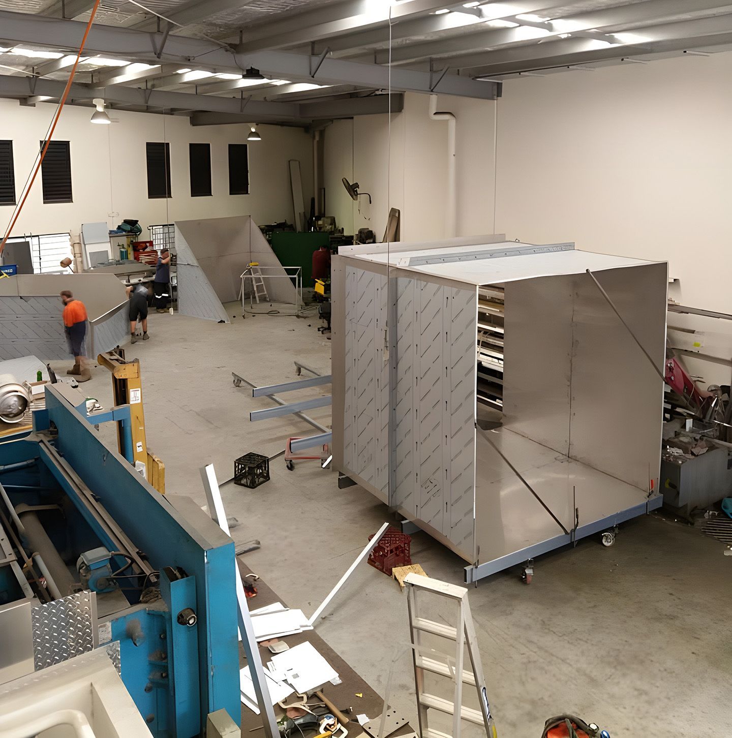 Metal Fabrication Workshop With Welding Work On Large Steel Structures — Sheetmetal Improvements & Design in Burleigh Heads, QLD