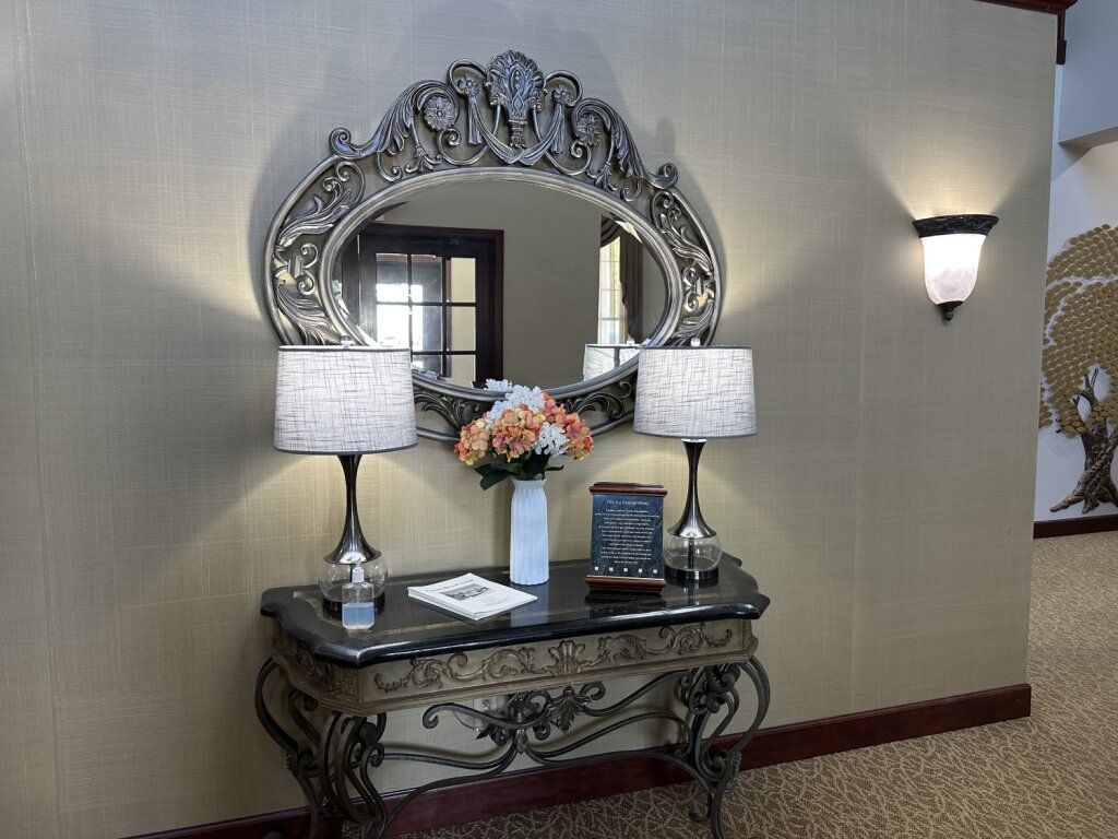 Several photos of interior and exterior photos of Stemm Lawson Peterson Funeral Home and Cremation Center in Elkhart, IN.