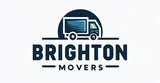 A logo for Brighton Movers, with a blue and gray box truck above the company name.