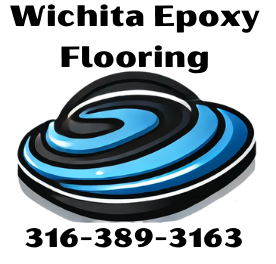 A logo for columbia epoxy flooring with a blue and black swirl