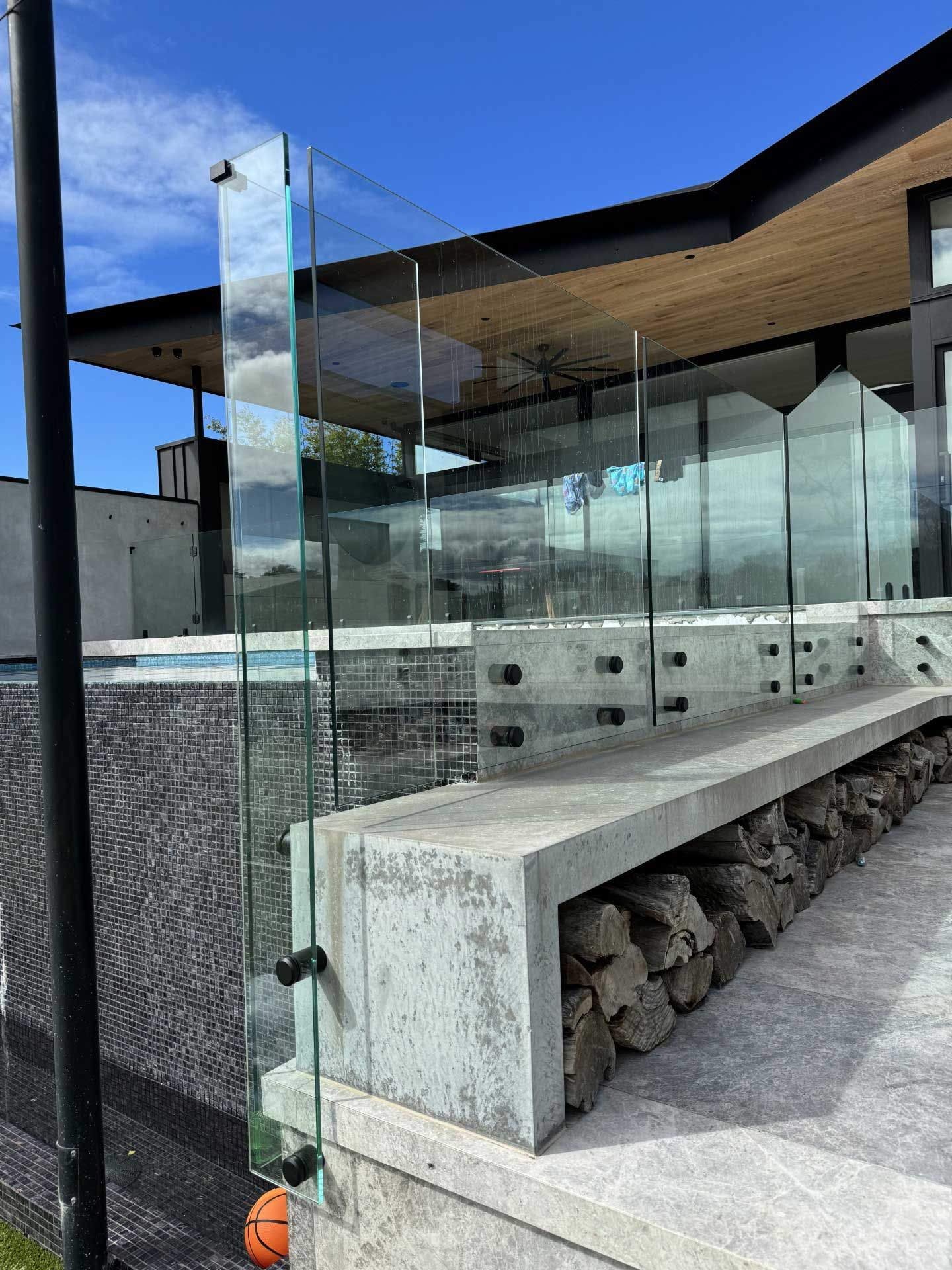 Pool fence and blue sky
