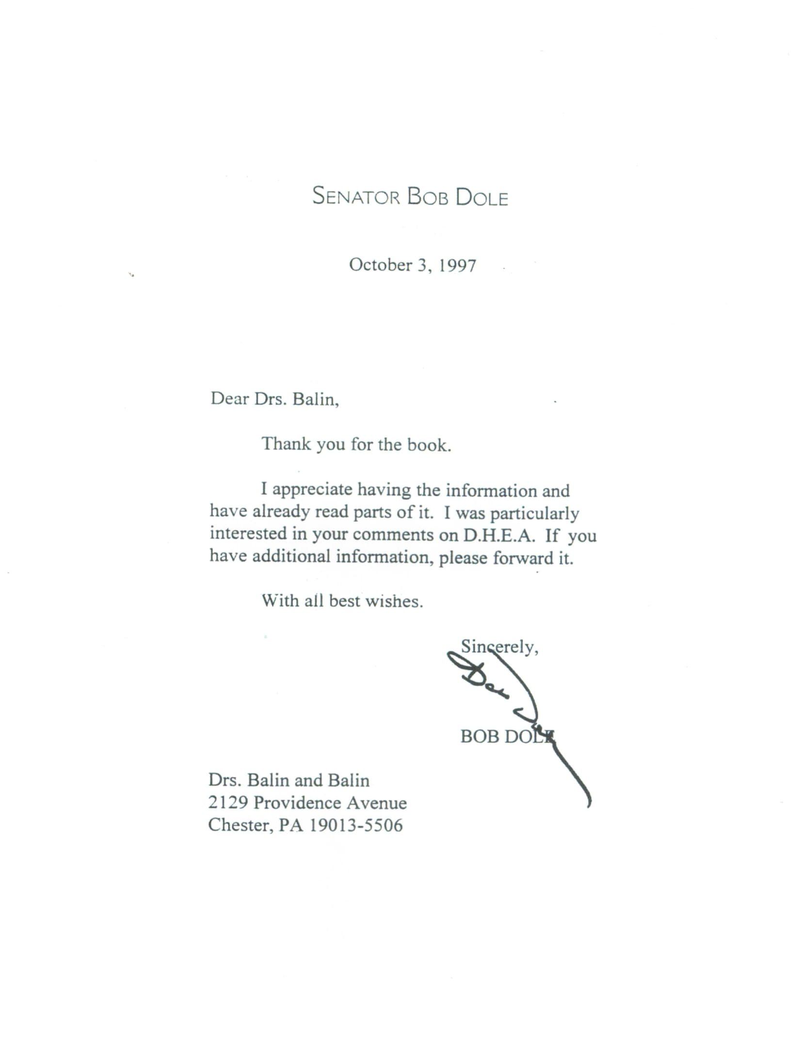 Senator Bob Dole 10- 97