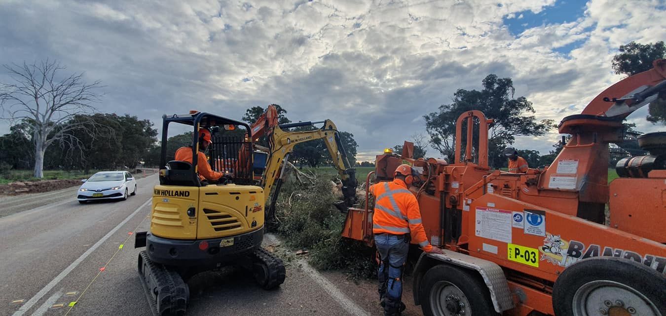Workers Using Equipment to Clear Roadside Brush — Agile Arbor Pty Limited in Kelso, NSW
