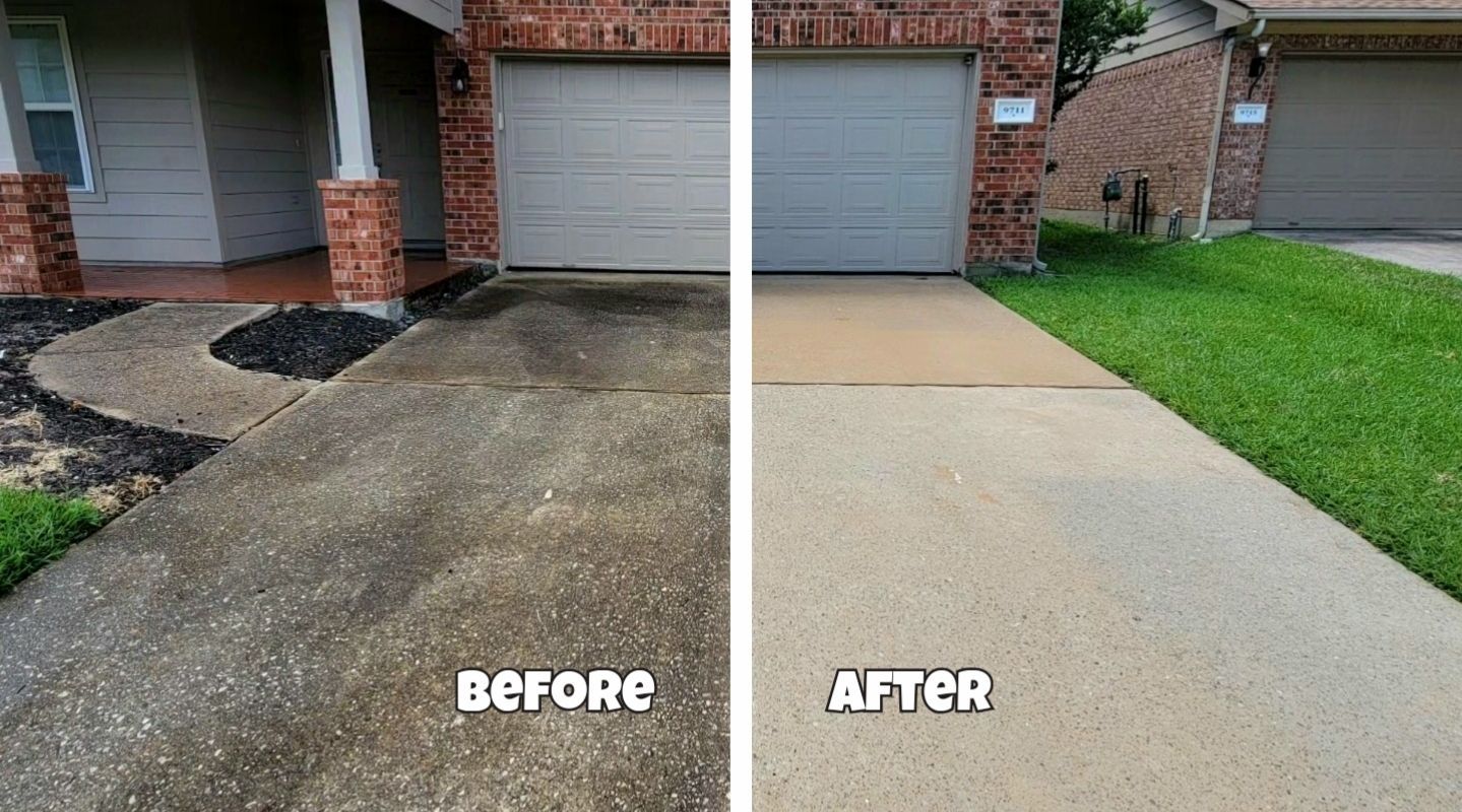 Pressure Washing Houston - Concrete Cleaning Before and After