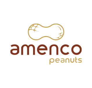 Um logotipo para amendoins amenco com um amendoim no meio