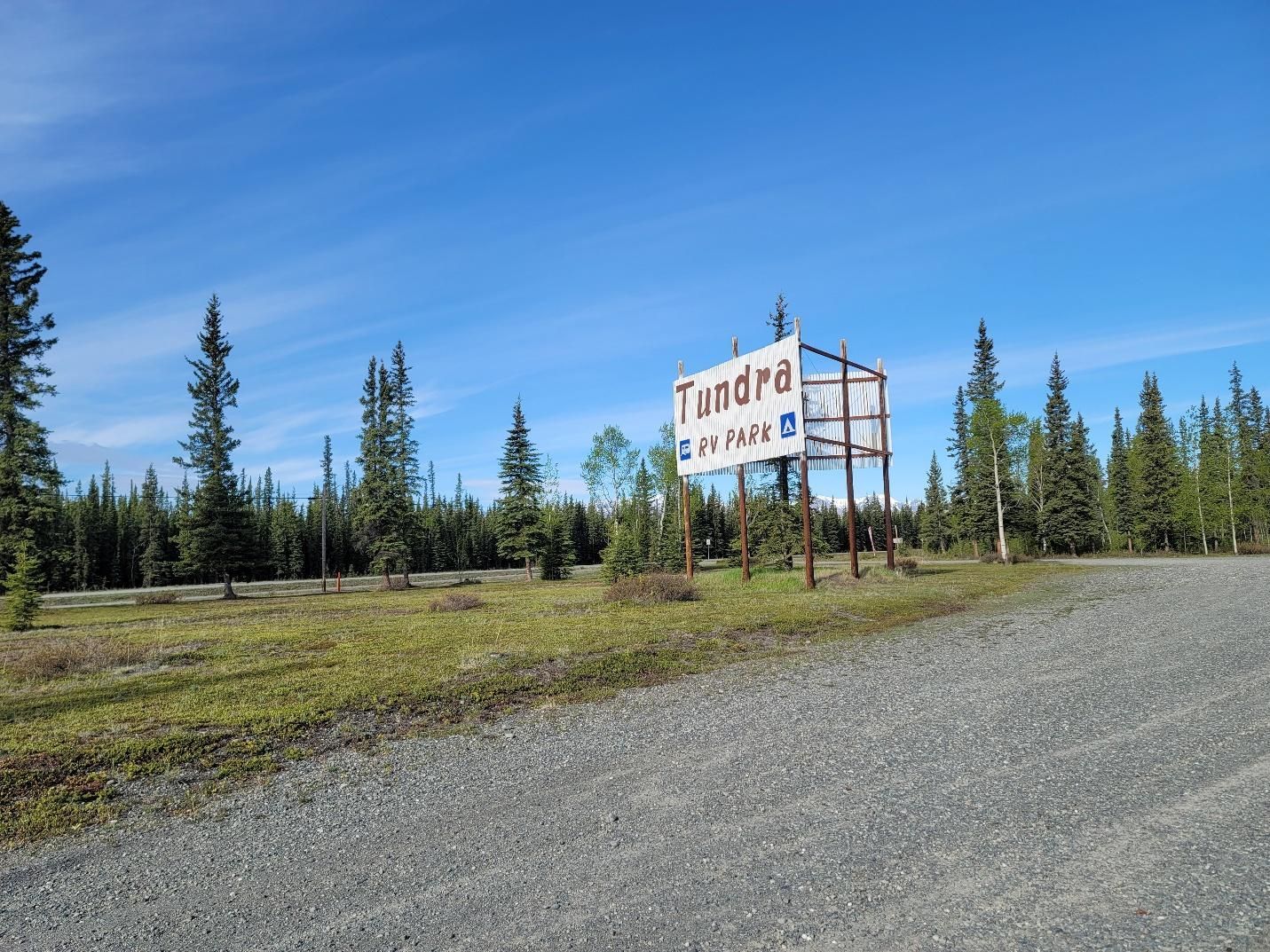 Tundra RV Park sign in Tok Alaska, along the Alaska Highway.