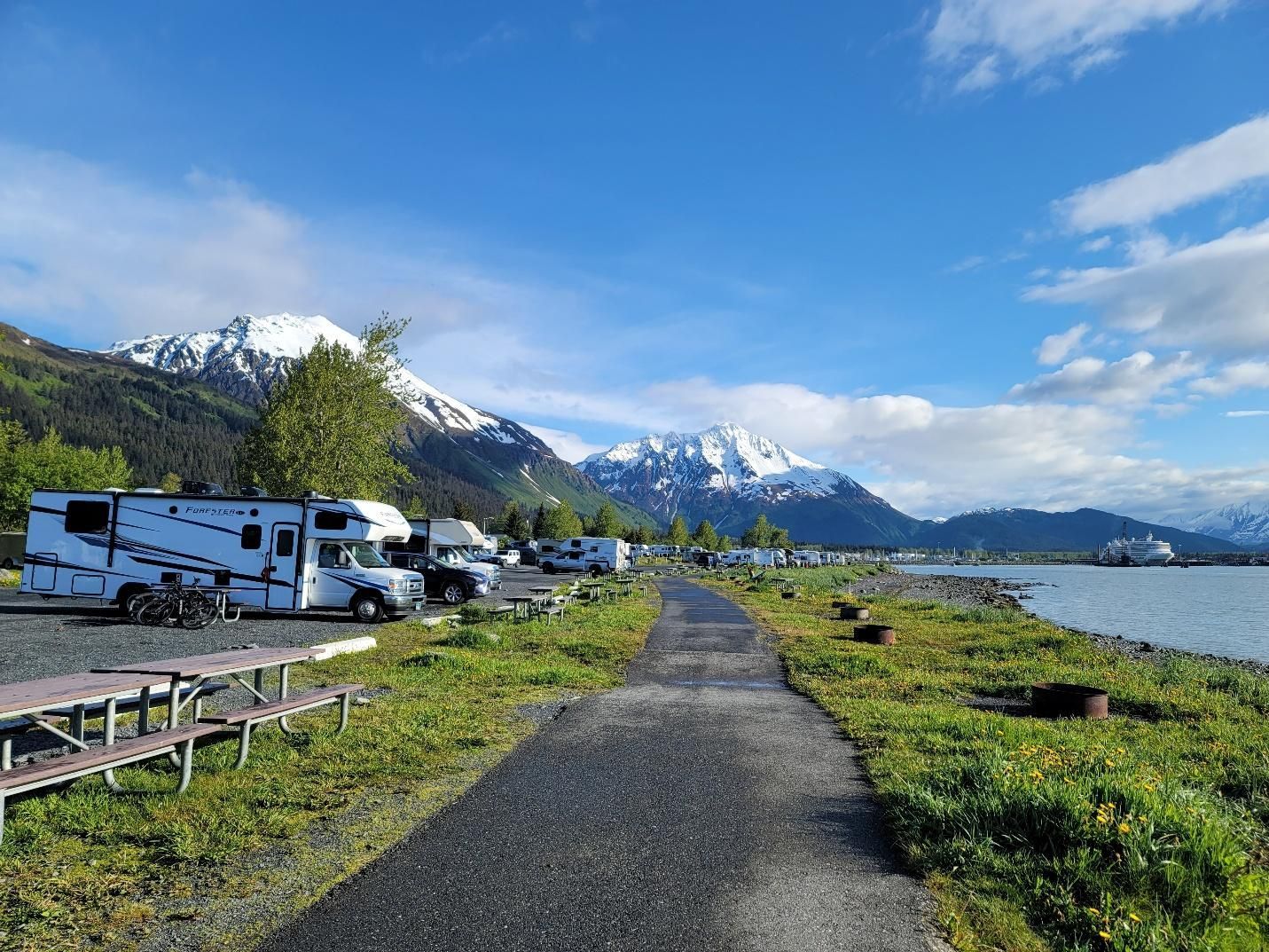 Municipal campground RV park in Seward Alaska along Resurrection Bay