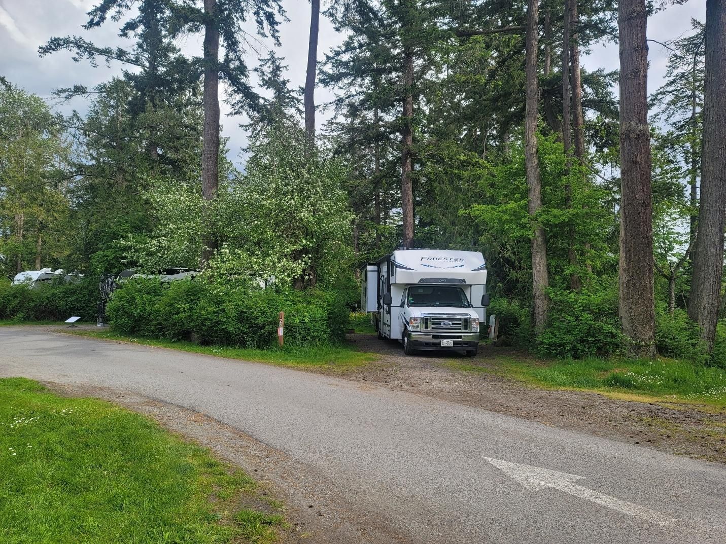Gypsy Louise nestled between the trees at Bay View State Park Mount Vernon Washington