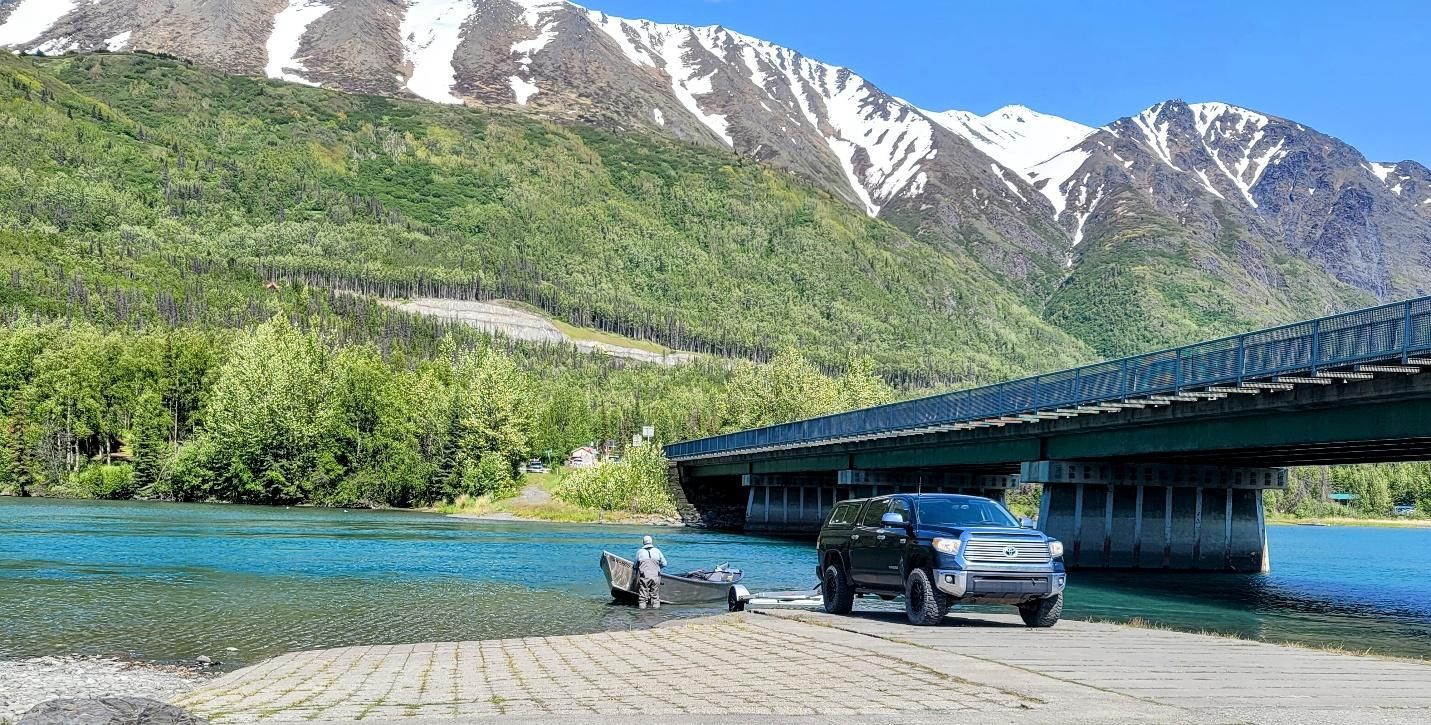 The boat captain readying the boat for our river sightseeing tour on the Kenai River