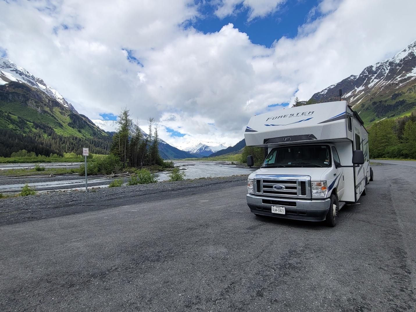 Gypsy Louise in foreground of Exit Glacier in Kenai Fjords National Park