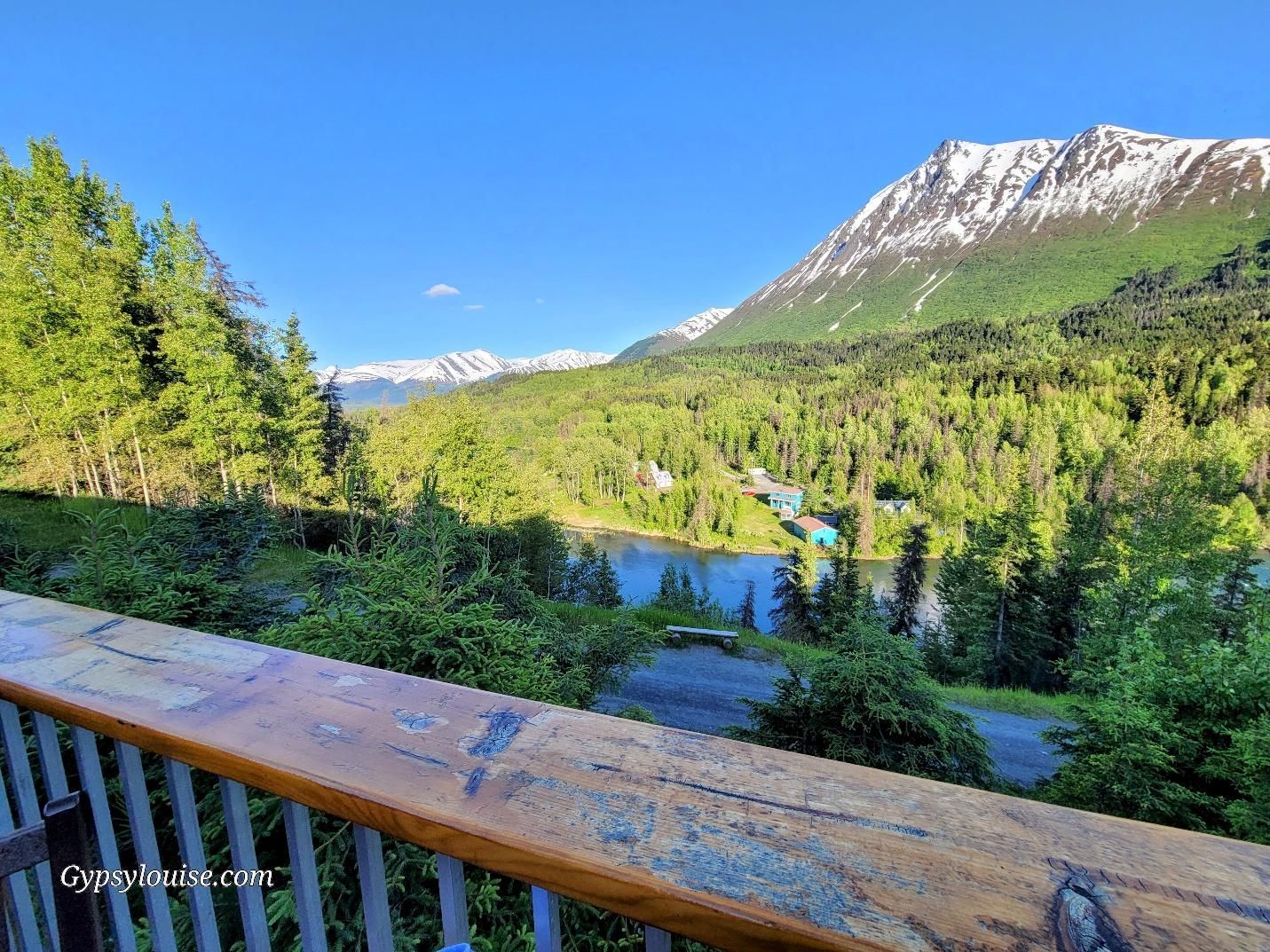 Princess Alaska Wilderness Lodge in Cooper Landing Alaska overlooking the Kenai River at sunset