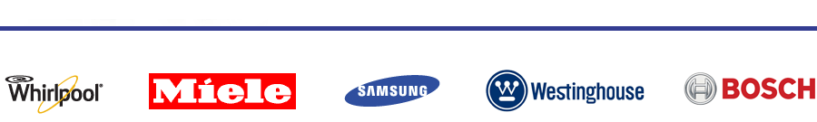 Whirlpool logo, Miele logo, Samsung logo, Westinghouse logo, Bosch logo