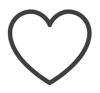 A simple, dark gray outline of a heart shape on a white background.