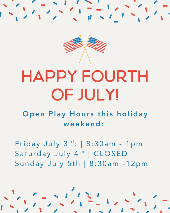 Open Play hours July 4th at Nashville Play Cafe