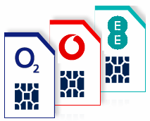 Image of EE, O2 and Vodafone SIM cards
