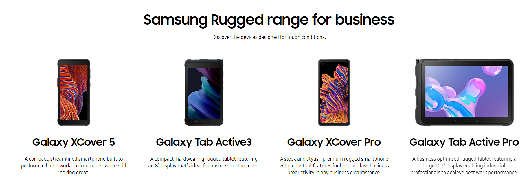 Samsung rugged range for business