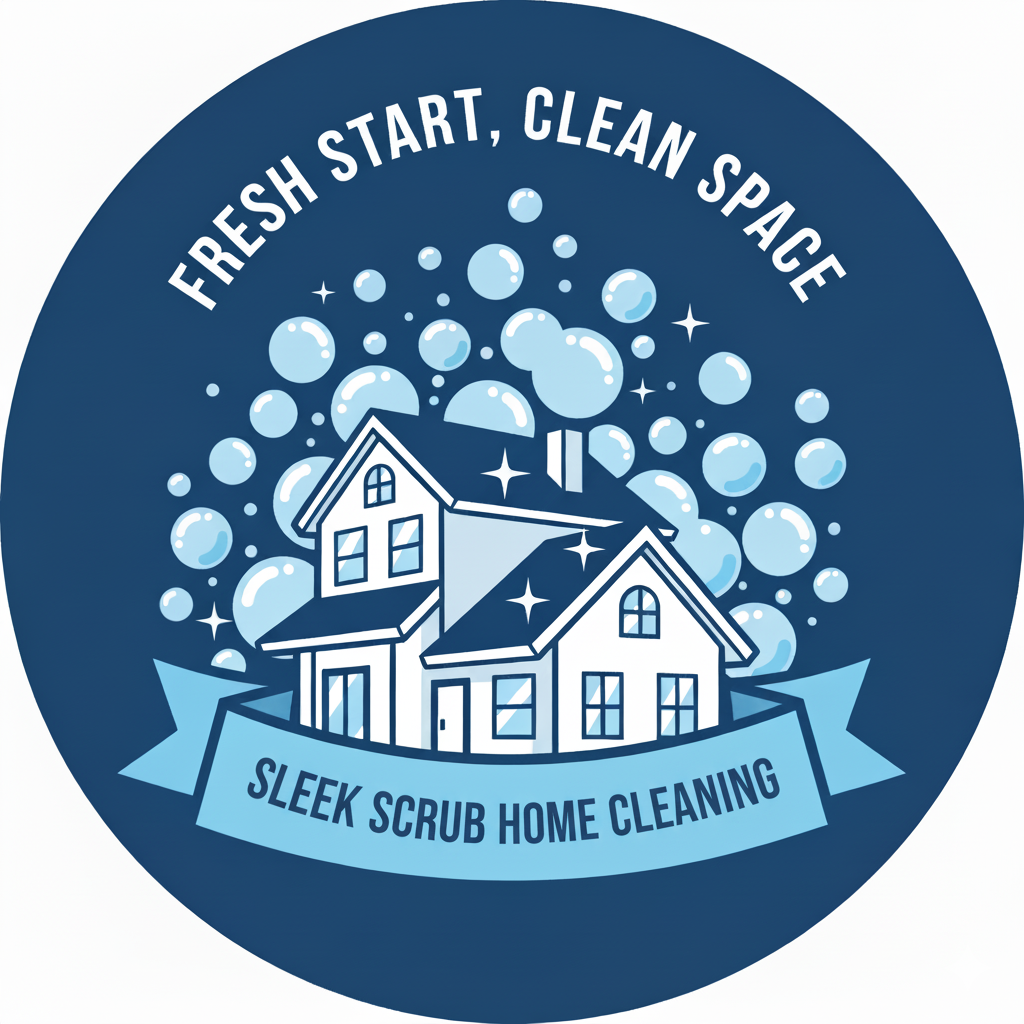 Blue and white logo: a house surrounded by bubbles and stars; text reads 
