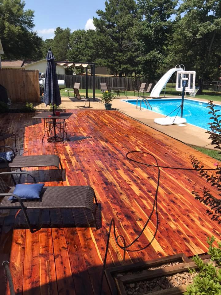 Clean wooden floor next to pool — Morrilton, AR — Chadek Power Wash