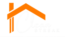 Orange house-roof logo with vertical bars and faint &ldquo;cloud streak&rdquo; text on white background