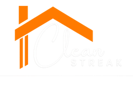 Orange house-roof logo with vertical bars and faint &ldquo;cloud streak&rdquo; text on white background