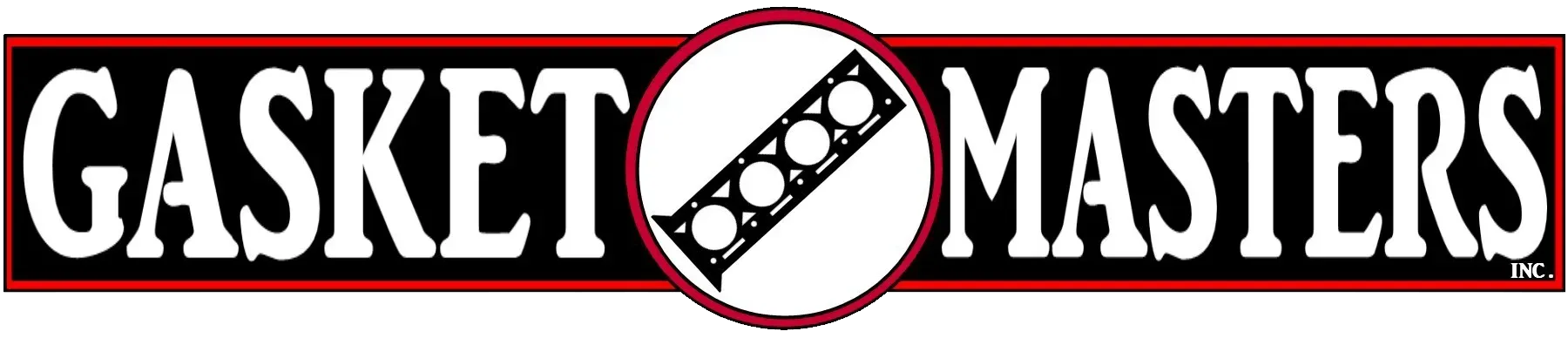 Gasket Masters logo in black, red, and white with a stylized gasket icon