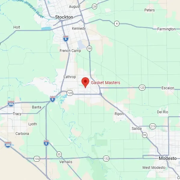 Map screenshot with a red location pin near Ceres, California, showing nearby roads and towns.
