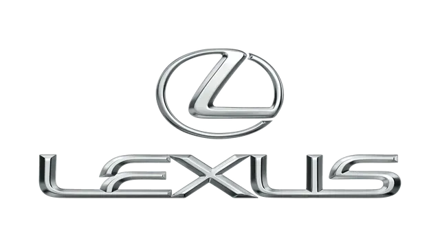 Chrome Lexus car brand logo on a white background