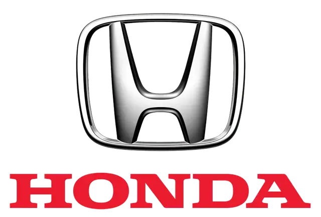 Honda logo in red text with chrome emblem above