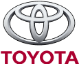 Toyota logo in gray and red text on a white background