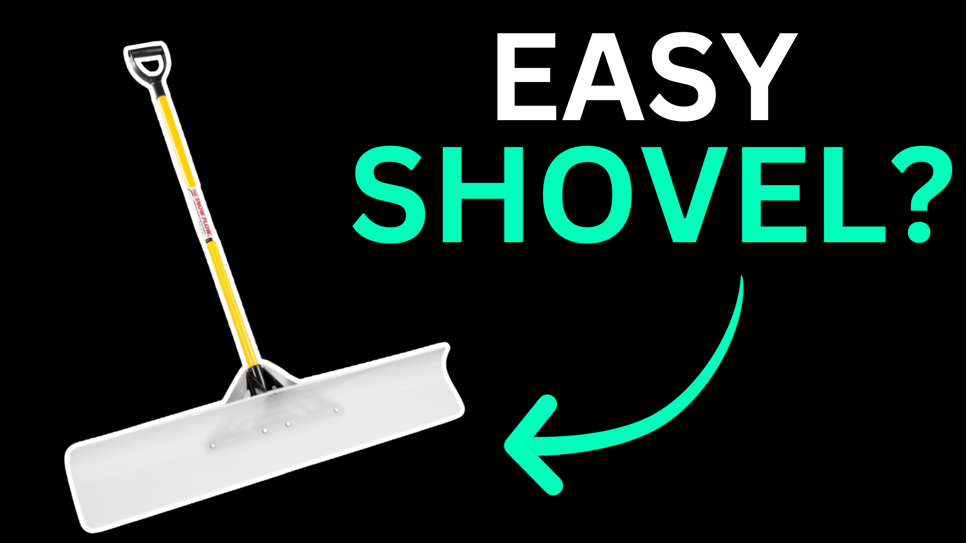 A white shovel with a yellow handle on a black background.