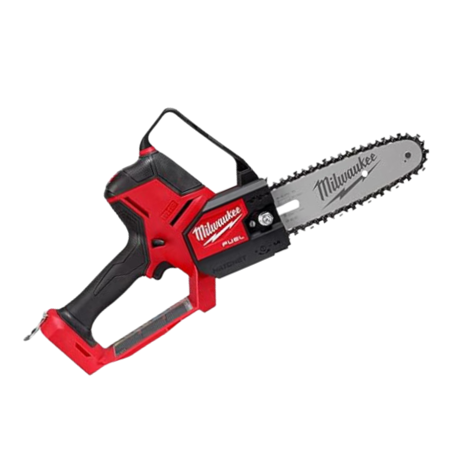 a milwaukee chainsaw on a white background
