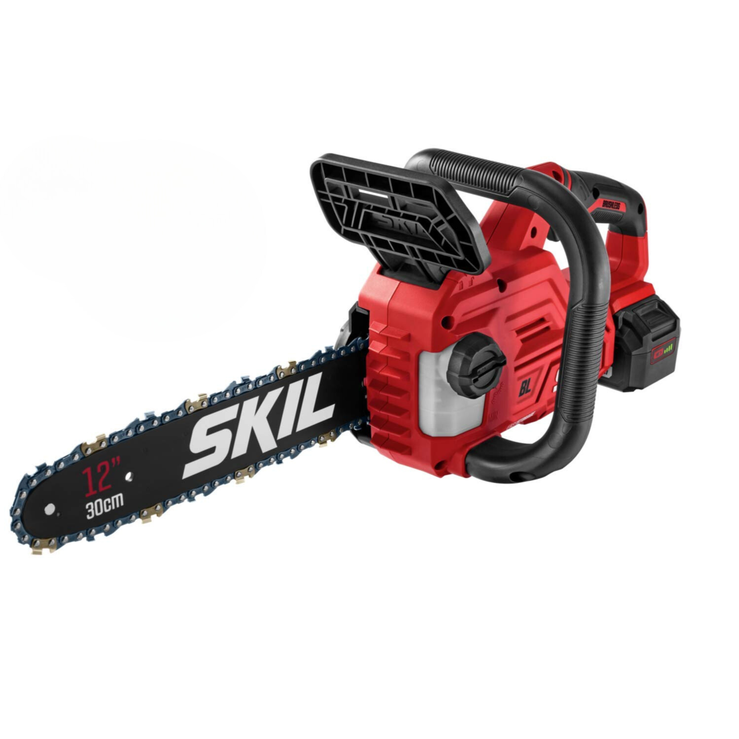 a milwaukee chainsaw on a white background